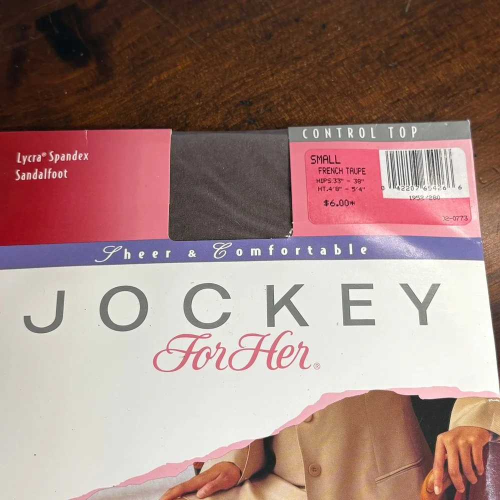 Jockey Pantyhose Womens Small French Taupe For Her Sheer Control Top Vintage NEW